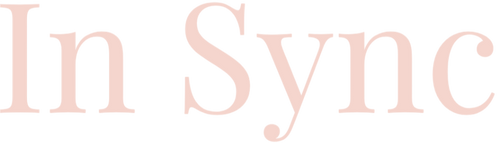 Text 'In Sync' in a soft pink color on a white background